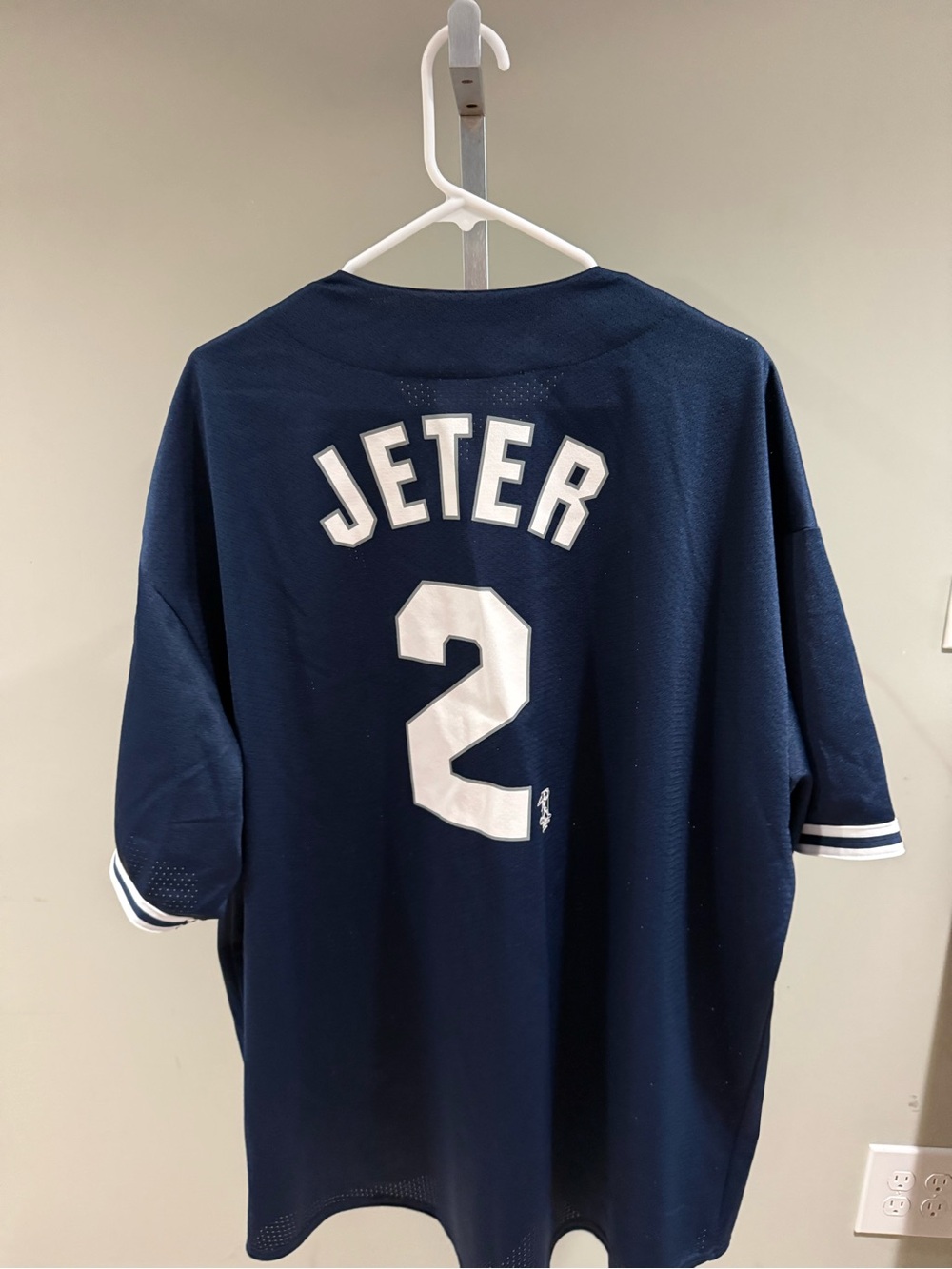 Majestic Navy and White Jeter #2 Men's Jersey